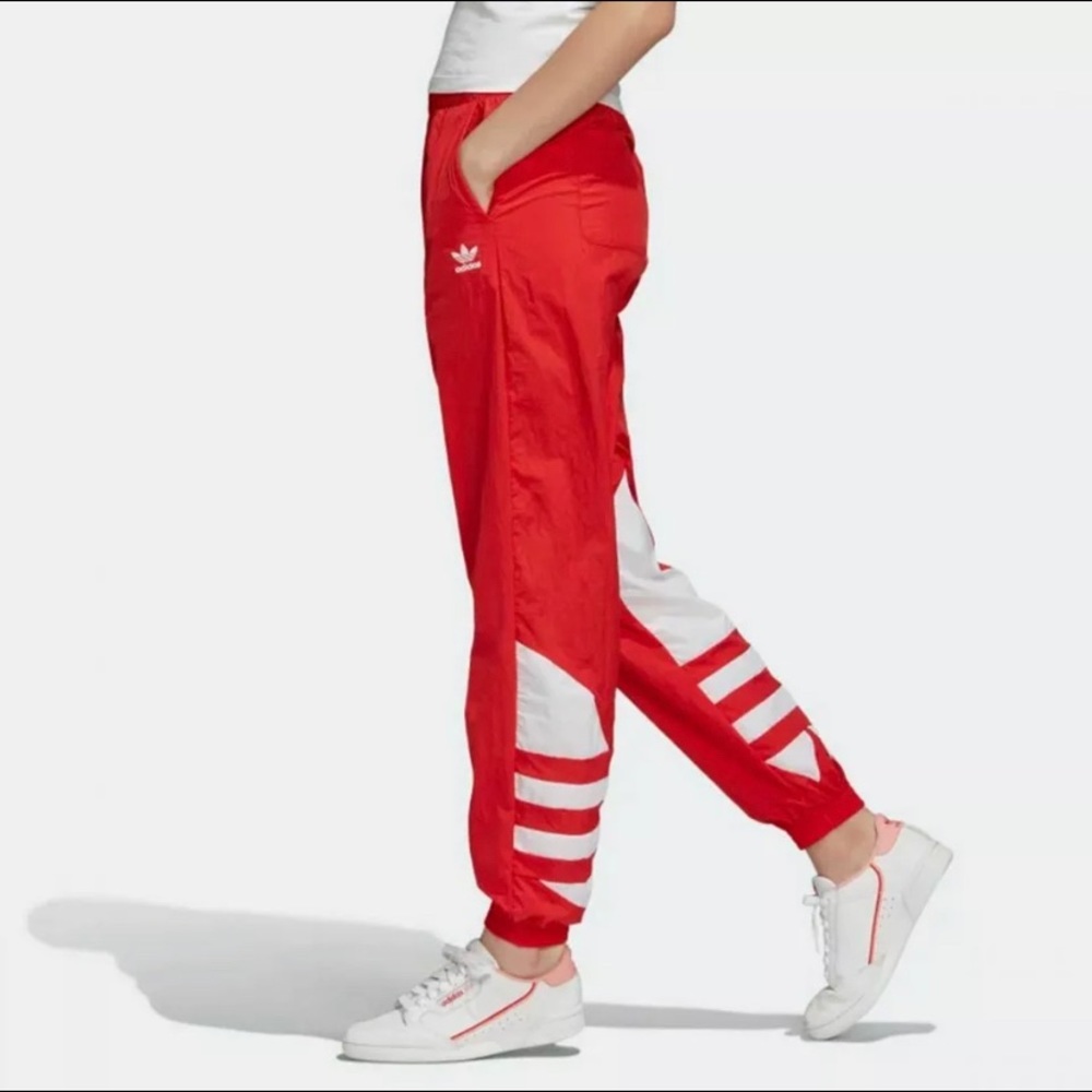Adidas Originals Trefoil Large Logo Jogging Track Pants Women’s Large Red FM2561